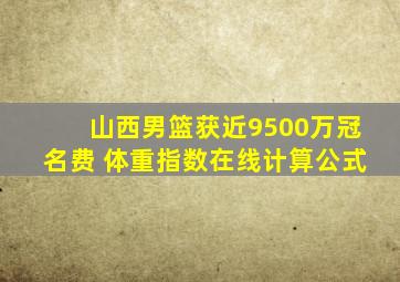 山西男篮获近9500万冠名费 体重指数在线计算公式